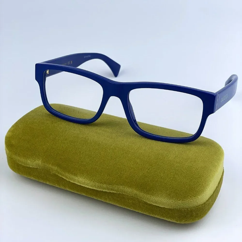 NEW Gucci  GG1141O 002 Blue Square Men Eyeglasses